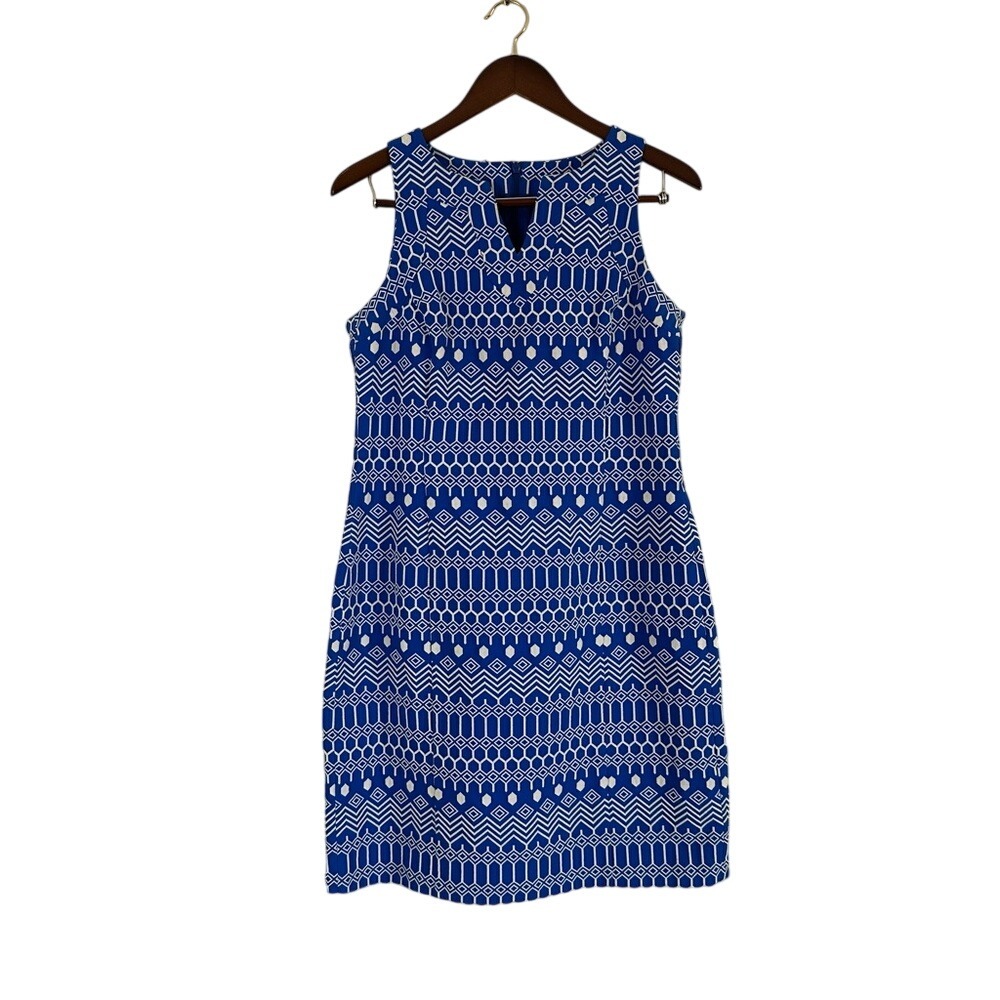 Boden Embroidered Dress Blue Geometric Work‎ Professional Bright Royal 8 Long